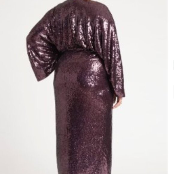 Ready for holiday parties --Dolman Sleeve Sequin Dress Plum/purple size 18 - Picture 3 of 3